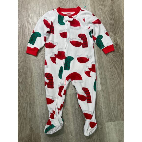Carter's Baby‎ Christmas Fleece Footed Pajamas Red Size 18 Months - Picture 3 of 10